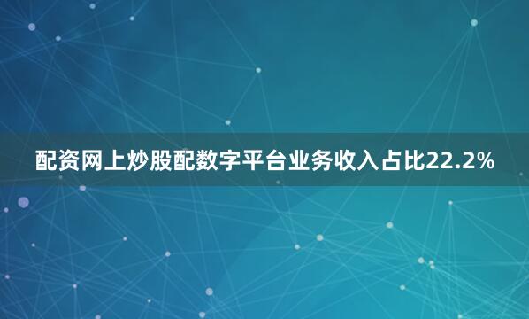 配资网上炒股配数字平台业务收入占比22.2%