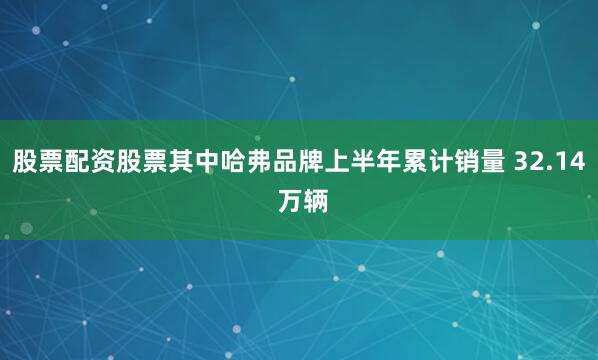 股票配资股票其中哈弗品牌上半年累计销量 32.14 万辆